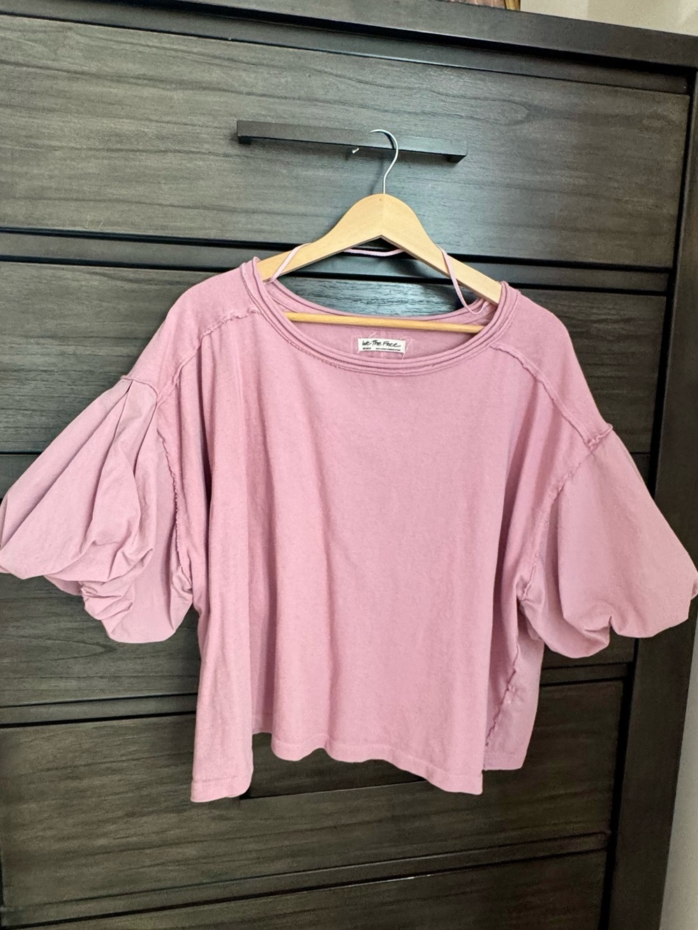 Free People Puff-Sleeve Relaxed Tee in Dusty Rose